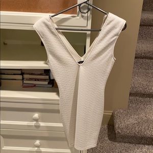 White VNeck Mini Dress With Shoulder Pads